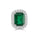 20.40 Cts Emerald and White Diamond Ring in 14K White Gold