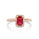 0.93 Cts Ruby and White Diamond Ring in 14K Rose Gold