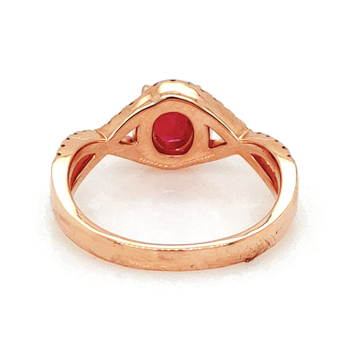 1.02 Cts Ruby and White Diamond Ring in 14K Rose Gold