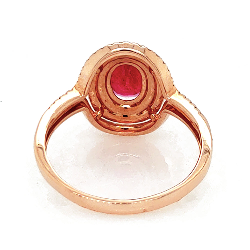 1.55 Cts Ruby and White Diamond Ring in 14K Rose Gold