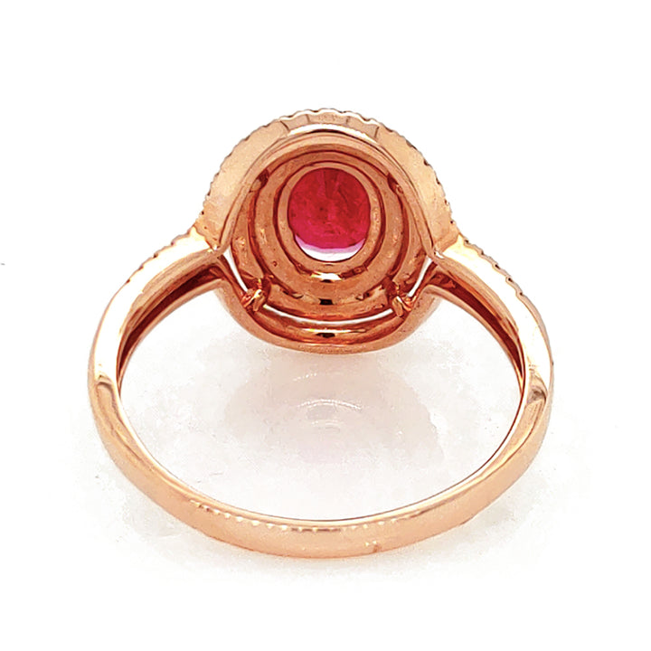 1.55 Cts Ruby and White Diamond Ring in 14K Rose Gold