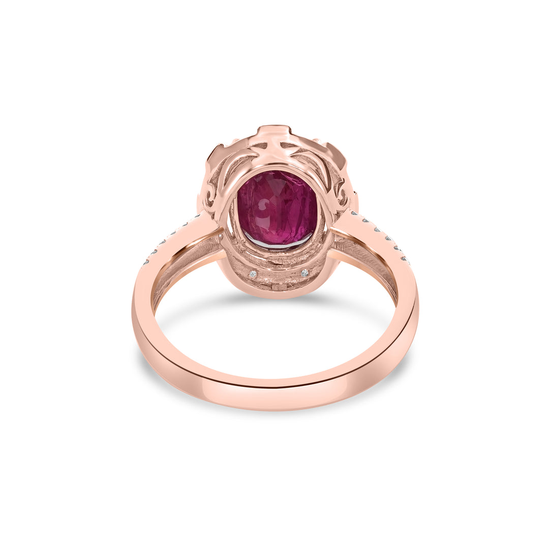 3.00 Cts Ruby and White Diamond Ring in 14K Rose Gold