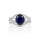 3.69 Cts Blue Sapphire and White Diamond Ring in 14K White Gold