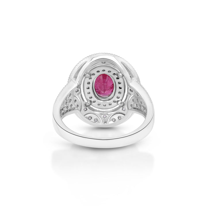 1.63 Cts Ruby and White Diamond Ring in 14K Two Tone