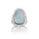 9.42 Cts Australian Opal and White Diamond Ring in 14K White Gold