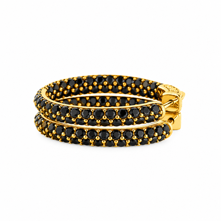 4.50 Ctw Black Spinel Hoop Earrings in 925 Yellow Gold Plated