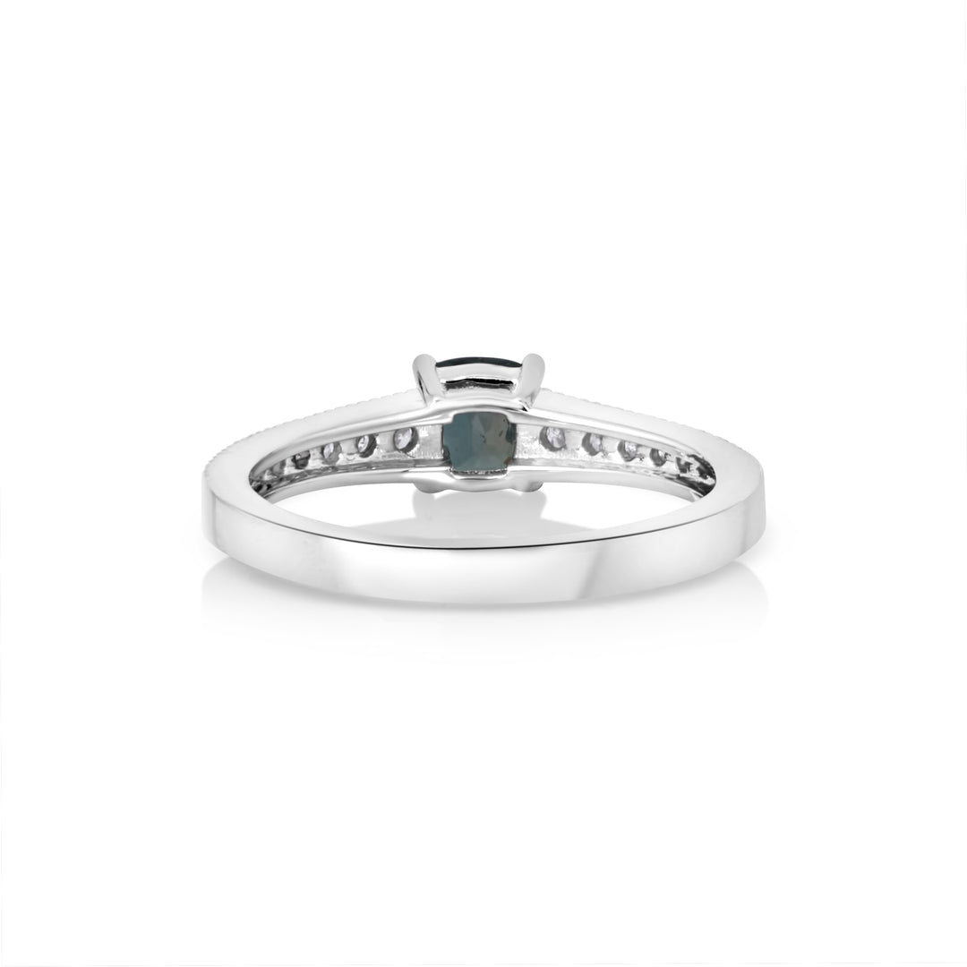 0.70 Cts Alexandrite and White Diamond Ring in 18K White Gold