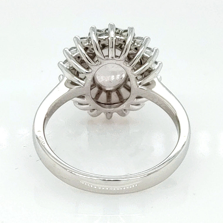 3.05 Cts Australian Opal and White Diamond Ring in 18K White Gold