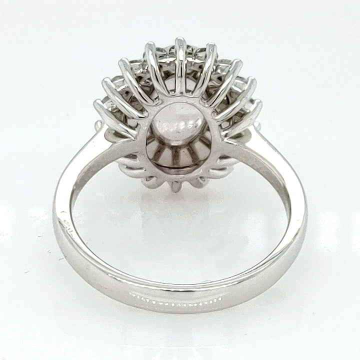 3.05 Cts Australian Opal and White Diamond Ring in 18K White Gold