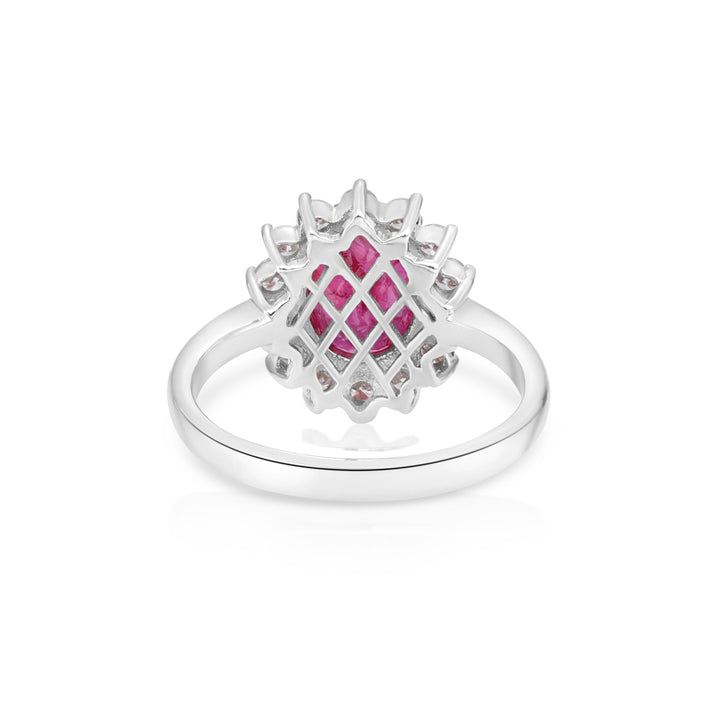 3.15 Cts Ruby and White Diamond Ring in 14K Two Tone