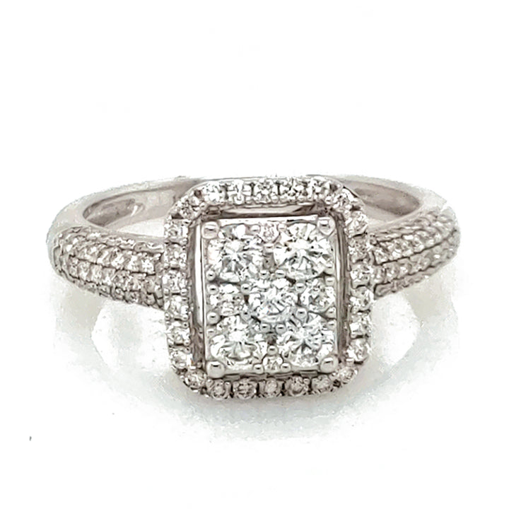 0.85 Cts White Diamond Ring in 18K White Gold