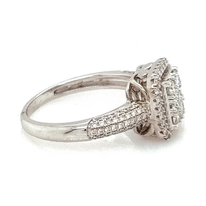 0.85 Cts White Diamond Ring in 18K White Gold