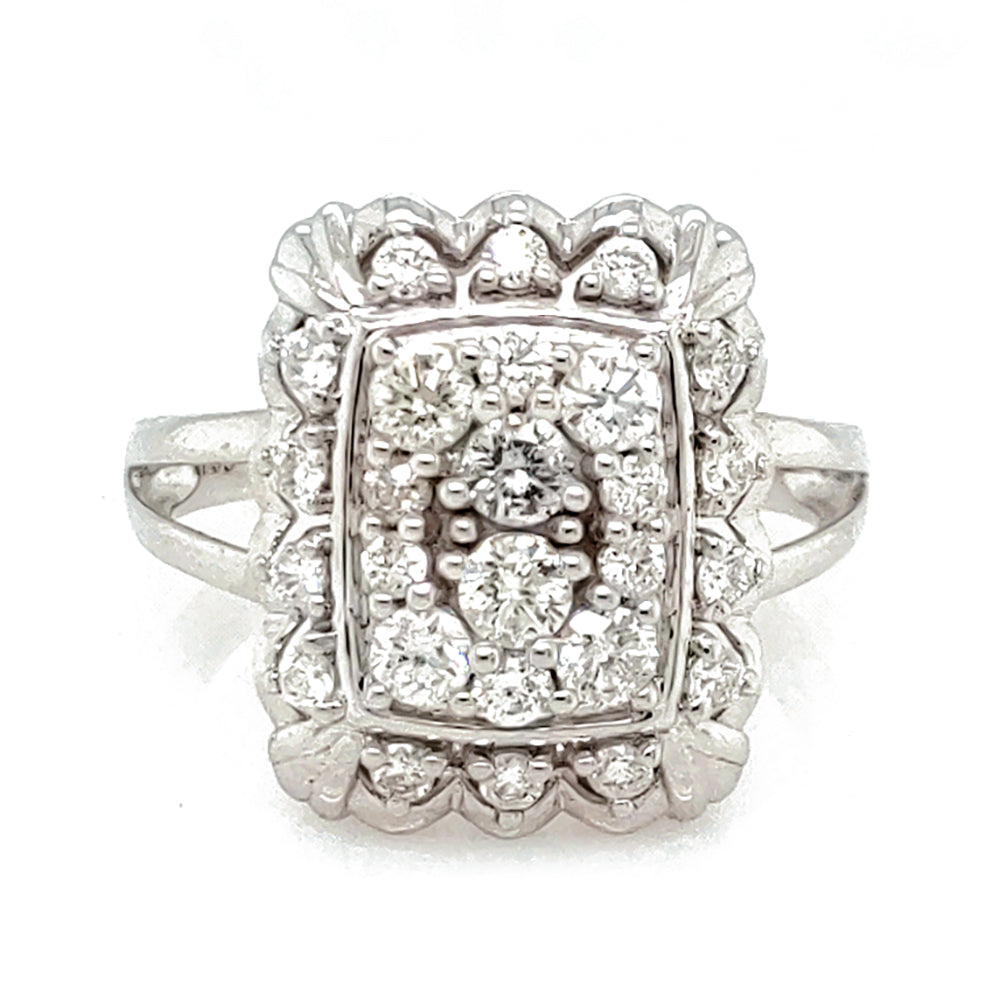 0.95 Cts White Diamond Ring in 14K White Gold