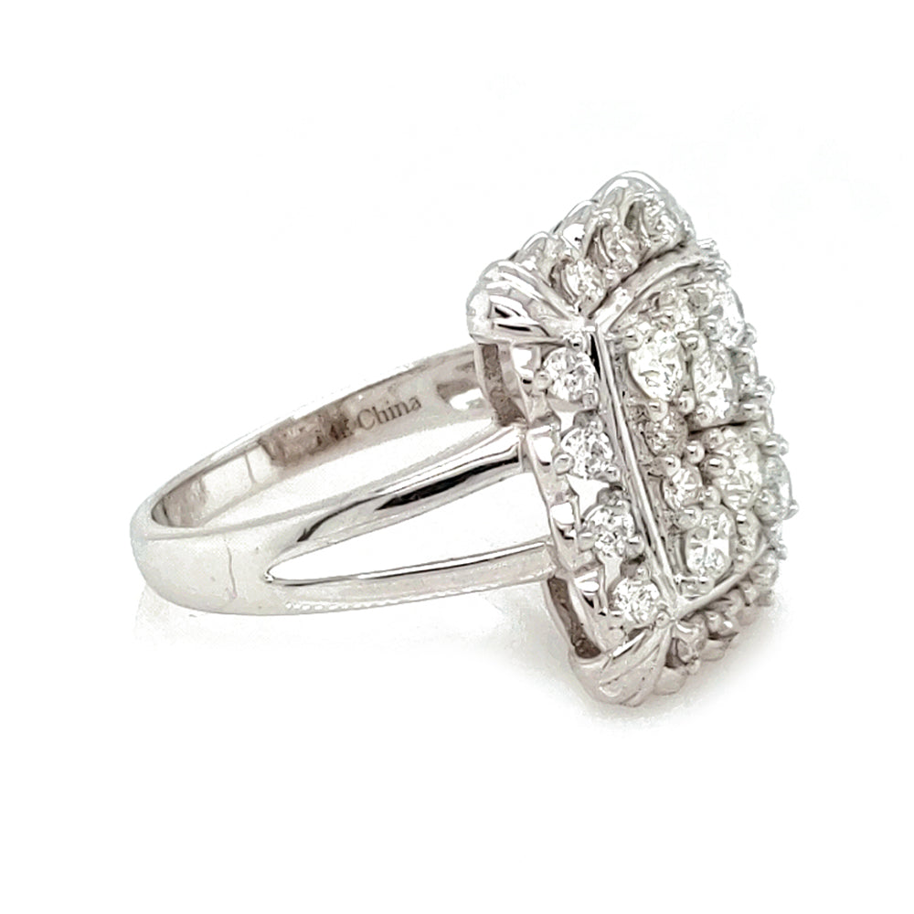 0.95 Cts White Diamond Ring in 14K White Gold