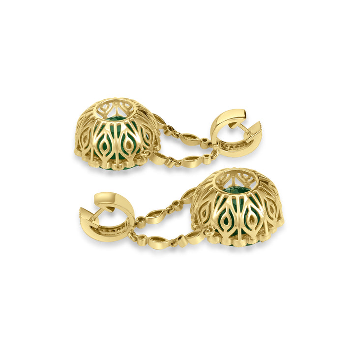 40.00 Cts Emerald and White Diamond Earring in 18K Two Tone