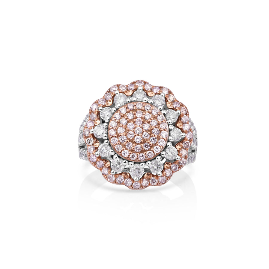 0.67 Cts Pink Diamond and White Diamond Ring in 14K Two Tone