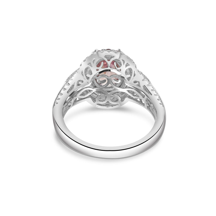 2.23 Cts Padparadscha Sapphire and White Diamond Ring in 18K Two Tone