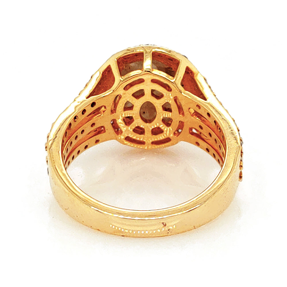 3.18 Cts Tambuli Diamond and White Diamond Ring in 14K Yellow Gold