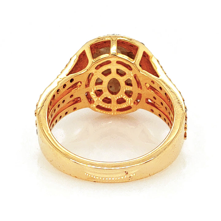 3.18 Cts Tambuli Diamond and White Diamond Ring in 14K Yellow Gold