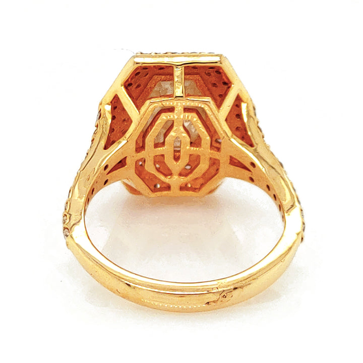 4.24 Cts Tambuli Diamond and White Diamond Ring in 14K Yellow Gold