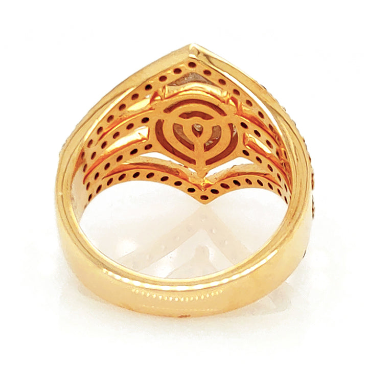 2.97 Cts Tambuli Diamond and White Diamond Ring in 14K Yellow Gold