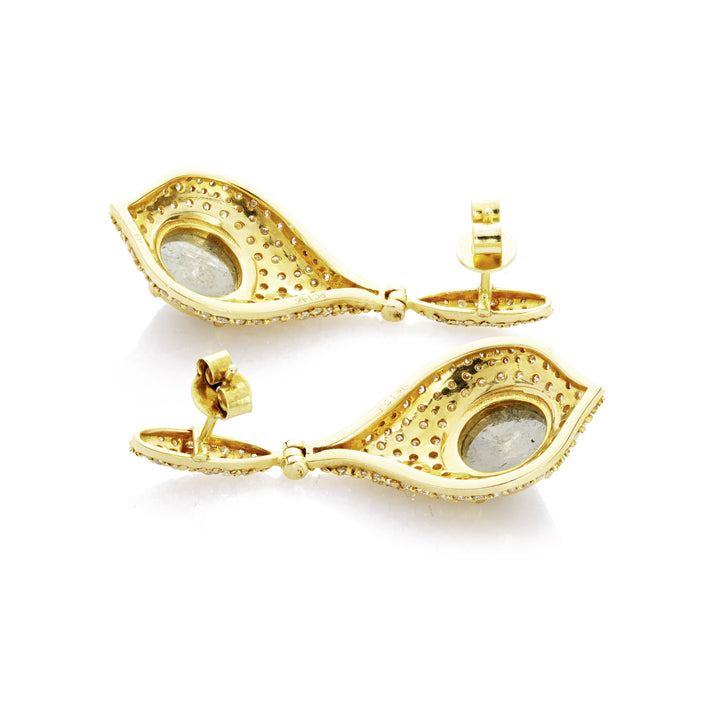 5.13 Cts Tambuli Diamond and White Diamond Earring in 14K Yellow Gold