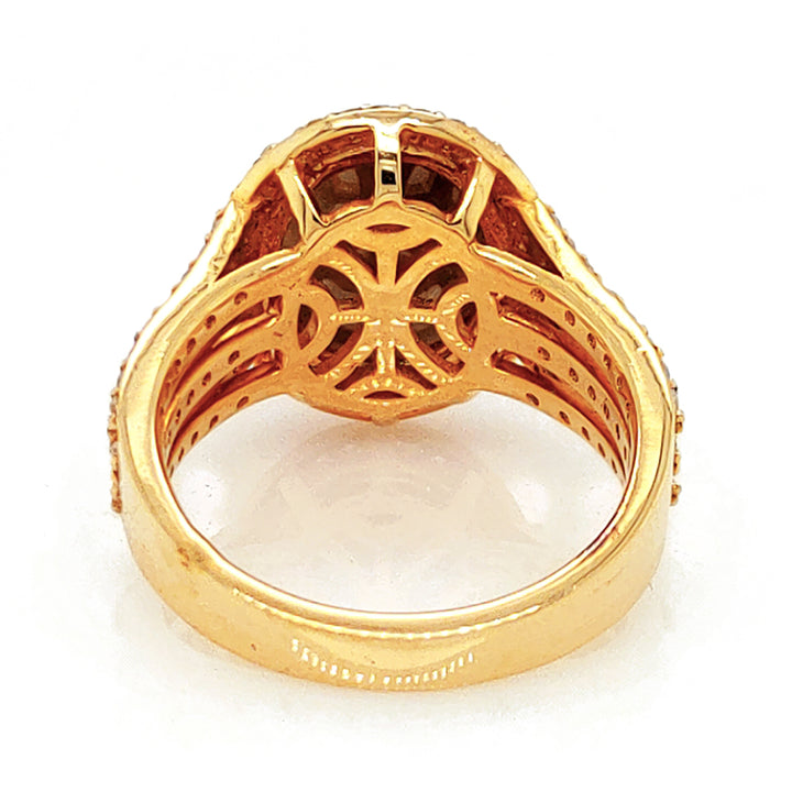 4.21 Cts Tambuli Diamond and White Diamond Ring in 14K Yellow Gold