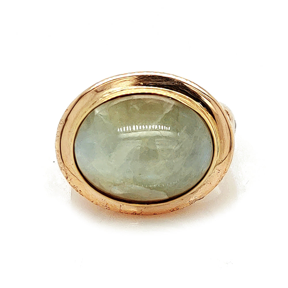 17.26 Cts Crysoberyl and White Diamond Ring in 14K Yellow Gold