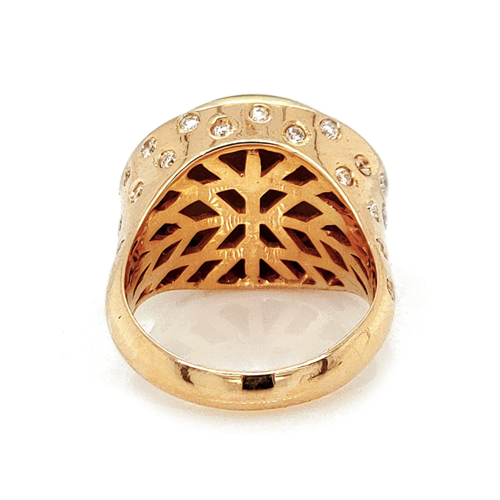 17.26 Cts Crysoberyl and White Diamond Ring in 14K Yellow Gold
