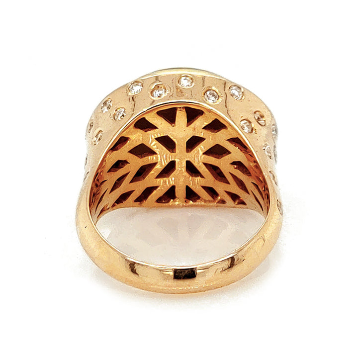 17.26 Cts Crysoberyl and White Diamond Ring in 14K Yellow Gold