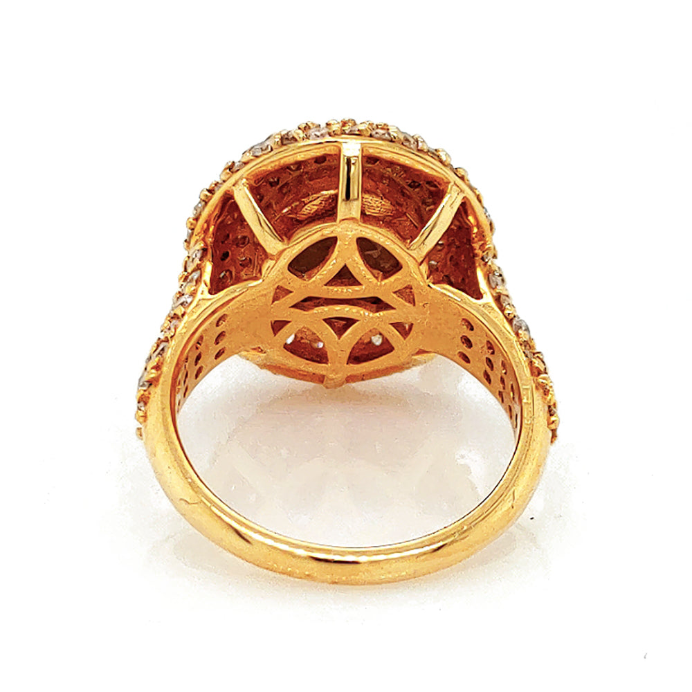 5.63 Cts Chrysoberyl and White Diamond Ring in 14K Yellow Gold