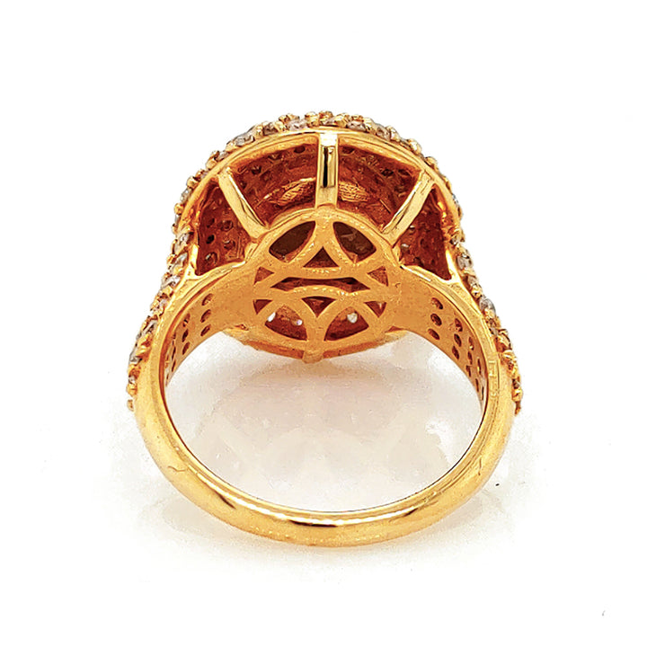 5.63 Cts Chrysoberyl and White Diamond Ring in 14K Yellow Gold