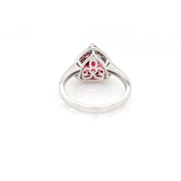 3.18 Cts Rubellite and White Diamond Ring in 14K 2-Tone
