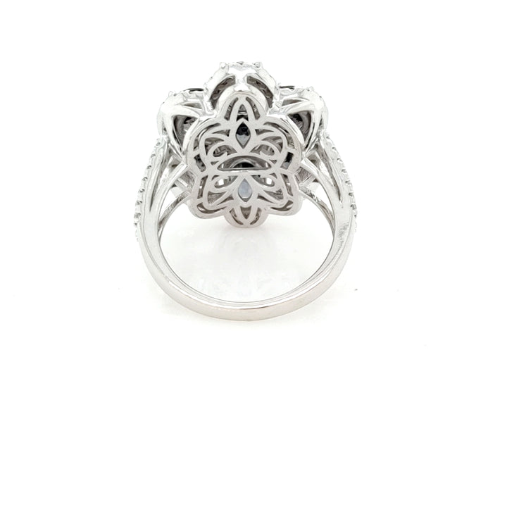 7.25 Cts Grey Spinel and White Diamond Ring in 14K White Gold