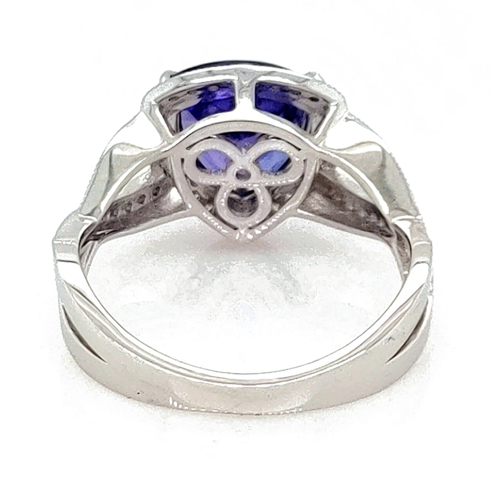 3.22 Cts Tanzanite and White Diamond Ring in 14K 2-Tone