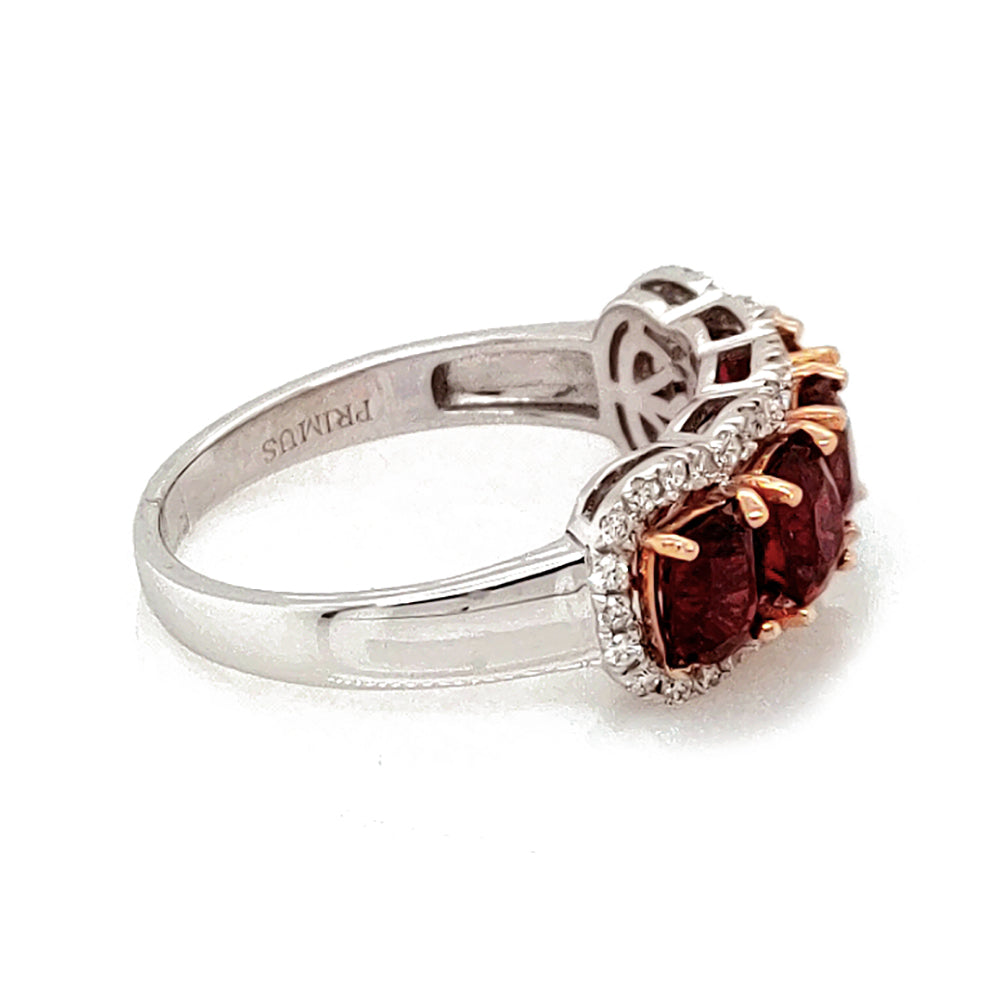 2.67 Cts Red Spinel and White Diamond Ring in 14K 2-Tone