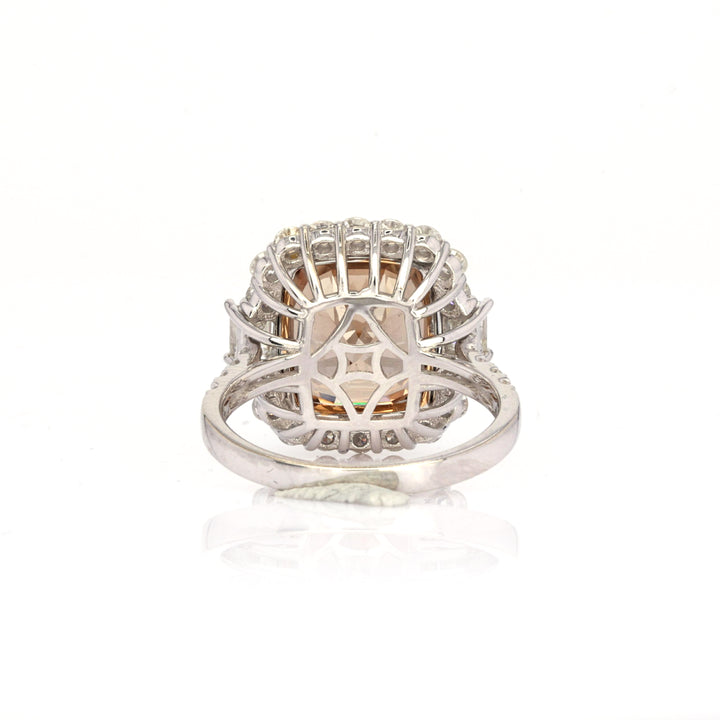 12.36 Cts Brown Zircon and White Diamond Ring in 14K Two Tone