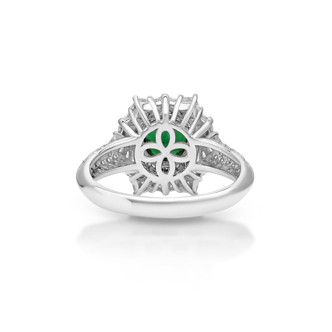 1.13 Cts Tsavorite and White Diamond Ring in 18K Two Tone