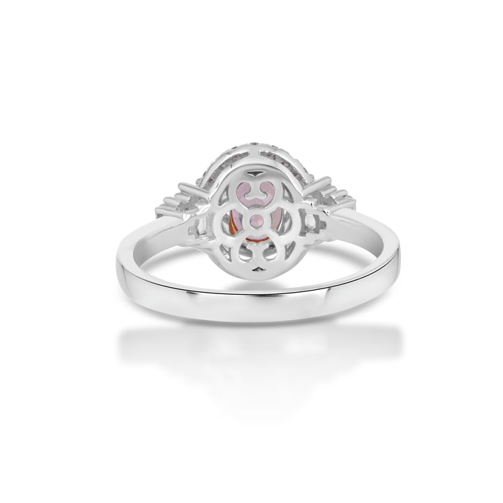 1.24 Cts Padparadscha Sapphire and White Diamond Ring in 18K Two Tone