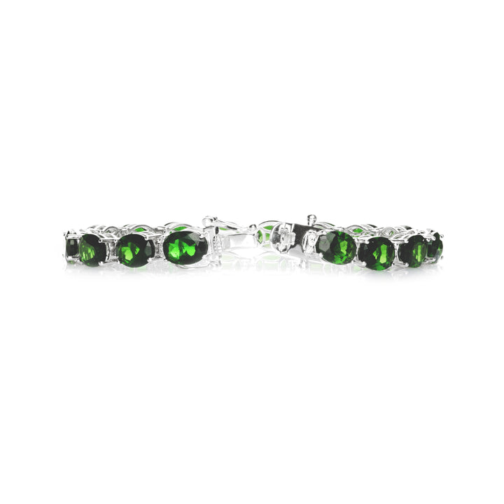 26.10 Cts Chrome Diopside and White Diamond Bracelet in 14K White Gold