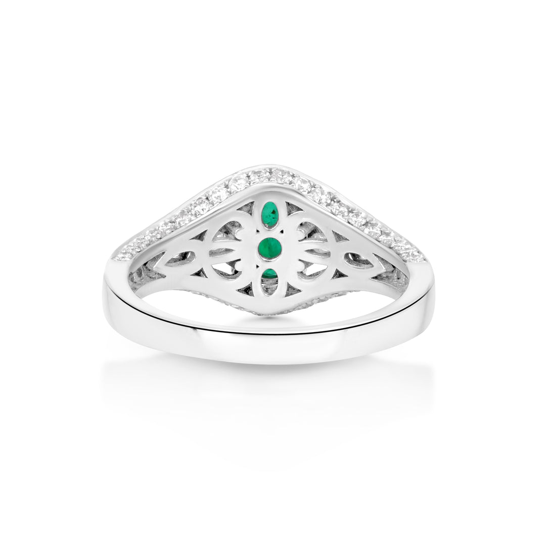 0.96 Cts Emerald and White Diamond Ring in 14K Two Tone