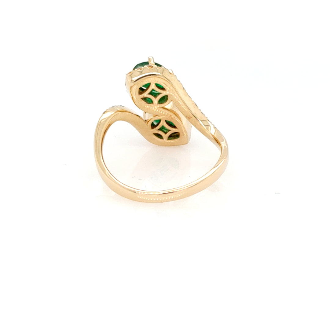 1.76 Cts Emerald and White Diamond Ring in 14K Yellow Gold