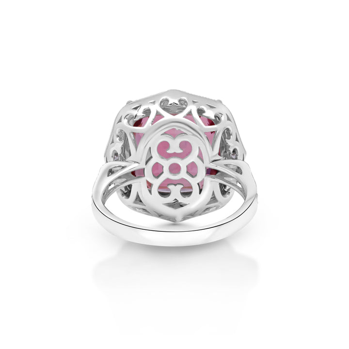 11.16 Cts Rose Tourmaline and White Diamond Ring in 14K Two Tone