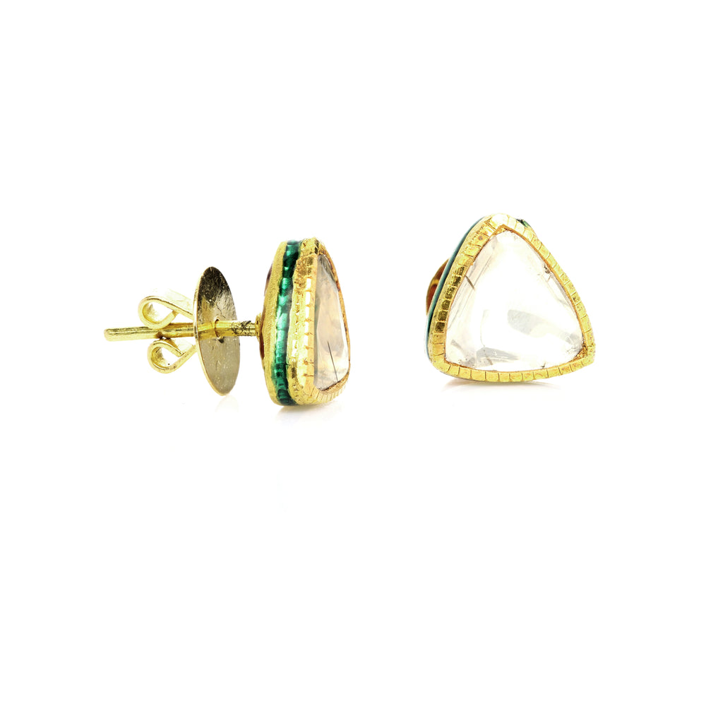 0.91 Cts Diamond Slice Earring in 22K Yellow Gold