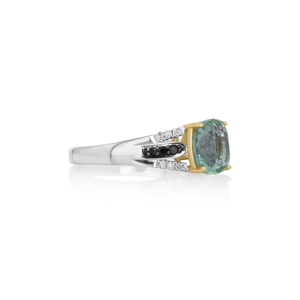 1.9 Cts Green Tourmaline and White Diamond Ring in 14K Two Tone