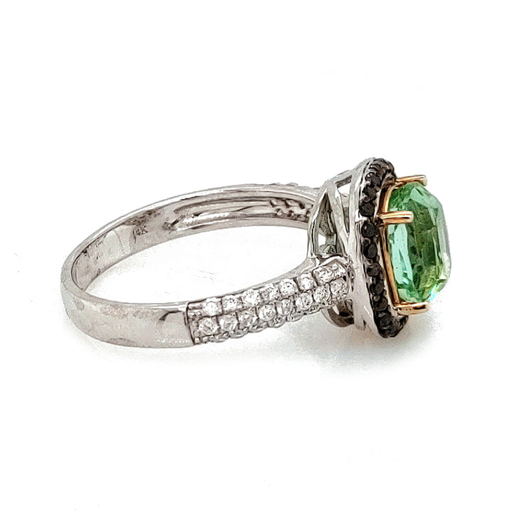 2.51 Cts Mint Tourmaline and White Diamond Ring in 14K Multi Tone