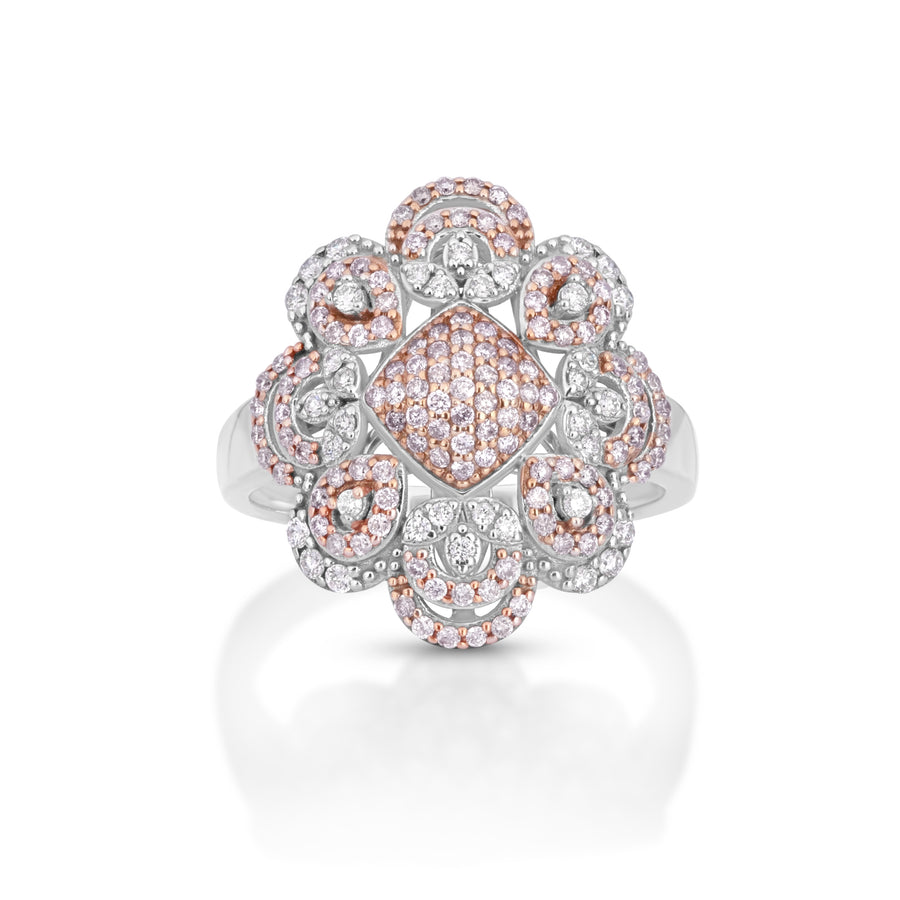 0.49 Cts Pink Diamond and White Diamond Ring in 14K Two Tone