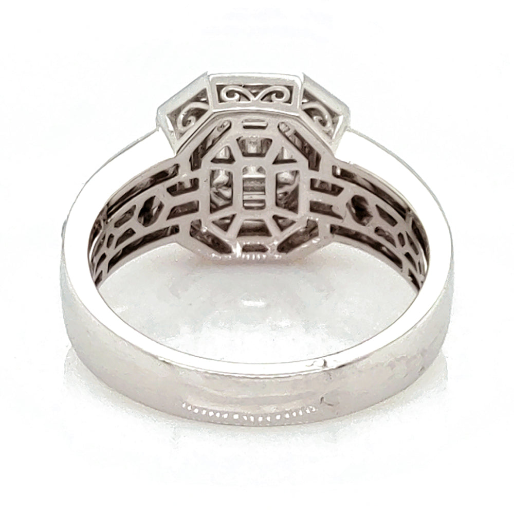 0.34 Cts Pie Cut Diamond and White Diamond Ring in 14K White Gold