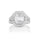 1.38 Cts Pie Cut Diamond and White Diamond Ring in 14K White Gold