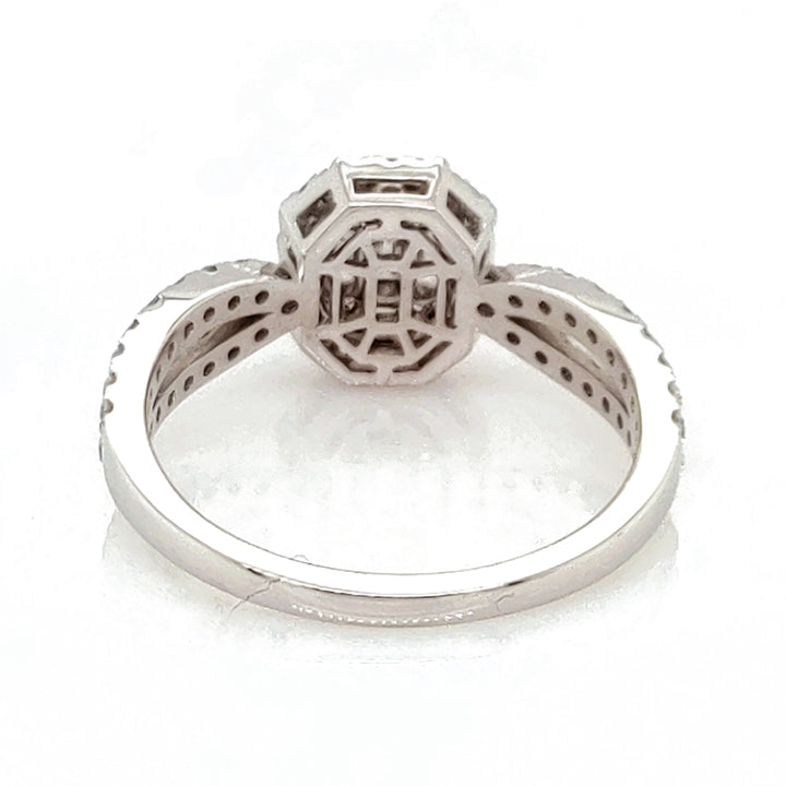 0.37 Cts Pie Cut Diamond and White Diamond Ring in 14K White Gold